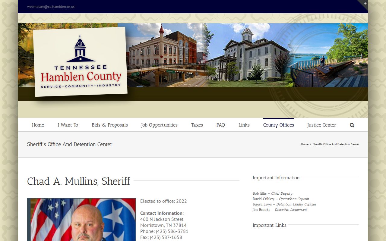 Hamblen County Sheriff’s Office and Detention Center release contact page